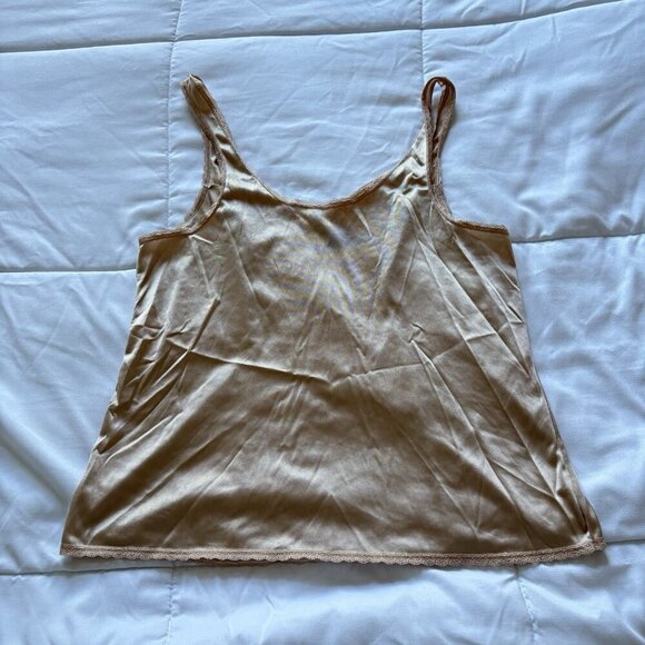Vintage 90s Y2K Cami Camisole Womens Size Small Tan Beige Boudoir Sexy Nylon - Picture 5 of 5